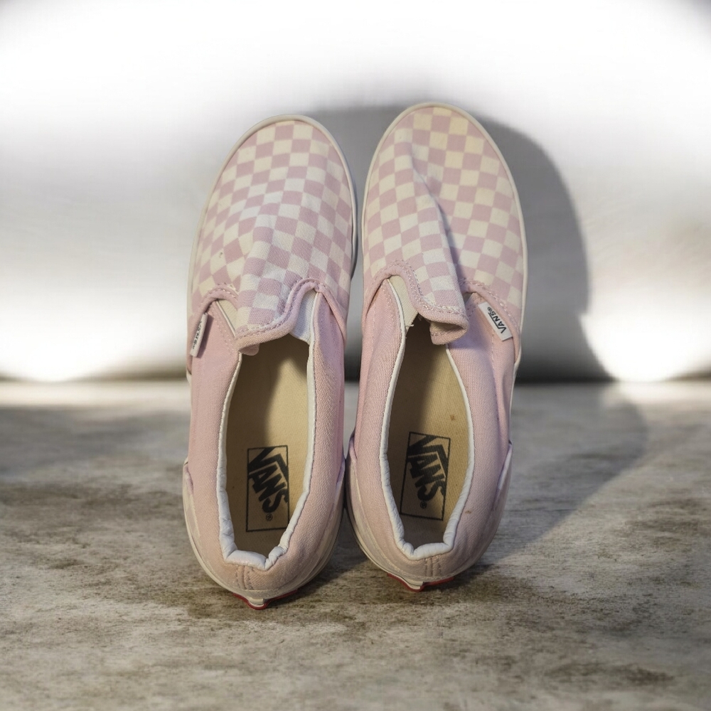 Vans Girls Light Purple Checkered Slip-Ons